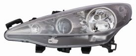 LHD Headlight Peugeot 207 2006 Right Side With Fog Light Black Background