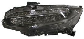 LHD Headlight Honda Civic 2017 Left Side Led With Motor Black Background