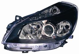LHD Headlight Renault Clio 2005-2009 Right Electric Lenticular Black Background