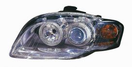 LHD Headlight Kit Audi A4 2004-2007 Lenticular Chromed Background